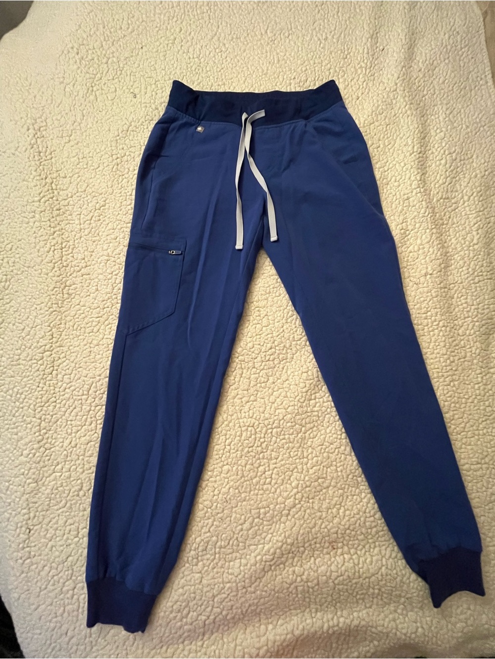Figs Navy Track Joggers with Contrast Waistband and Drawstring